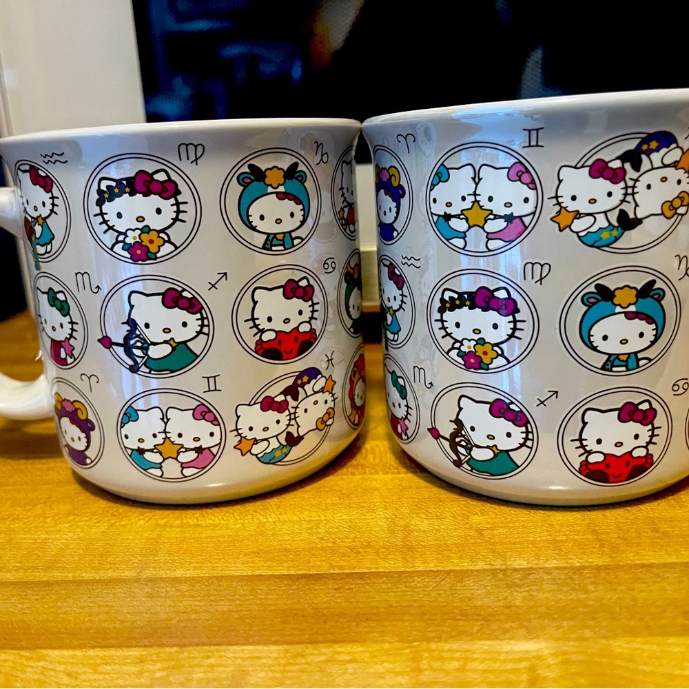 NWT 2 set Hello Kitty Zodiac Mugs- ready for Christmas gifts! Holds appx.12oz.